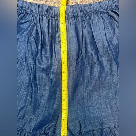 Natural Life NWT Wide Leg Pants XL Blue Chambray Tiered Flowy Boho Coastal - Picture 8 of 10
